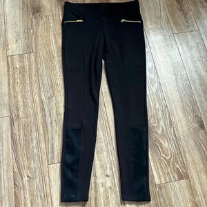 High-Rise Stevie Ponte-Knit Sueded-Trim Zip-Panel Pants for Women size MP